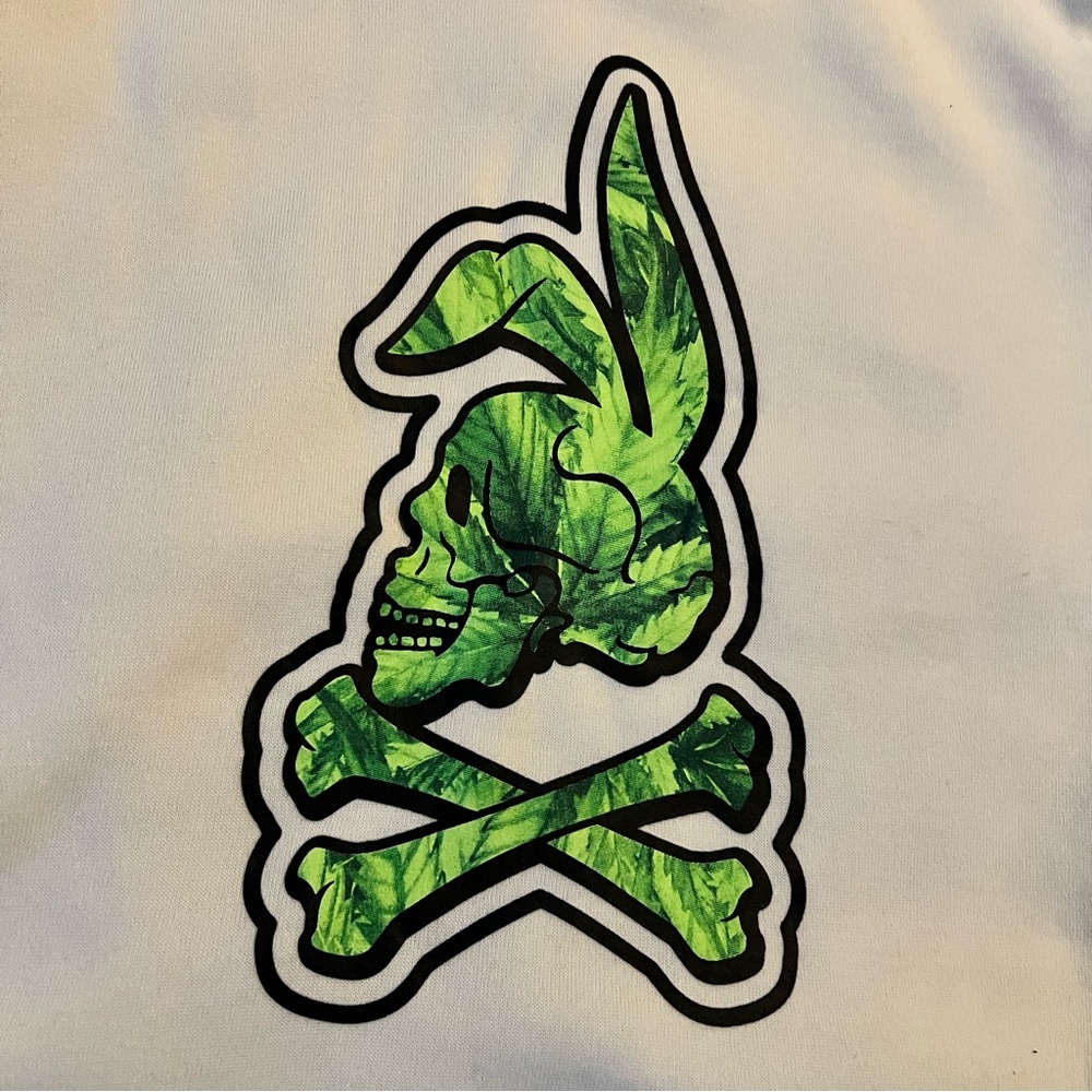 Crooks & Castles Skullbunny Cream Hoodie with Green Herb Design - Picture 5 of 7